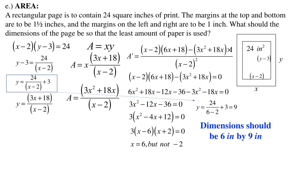 e area a rectangular page is to contain 24 square