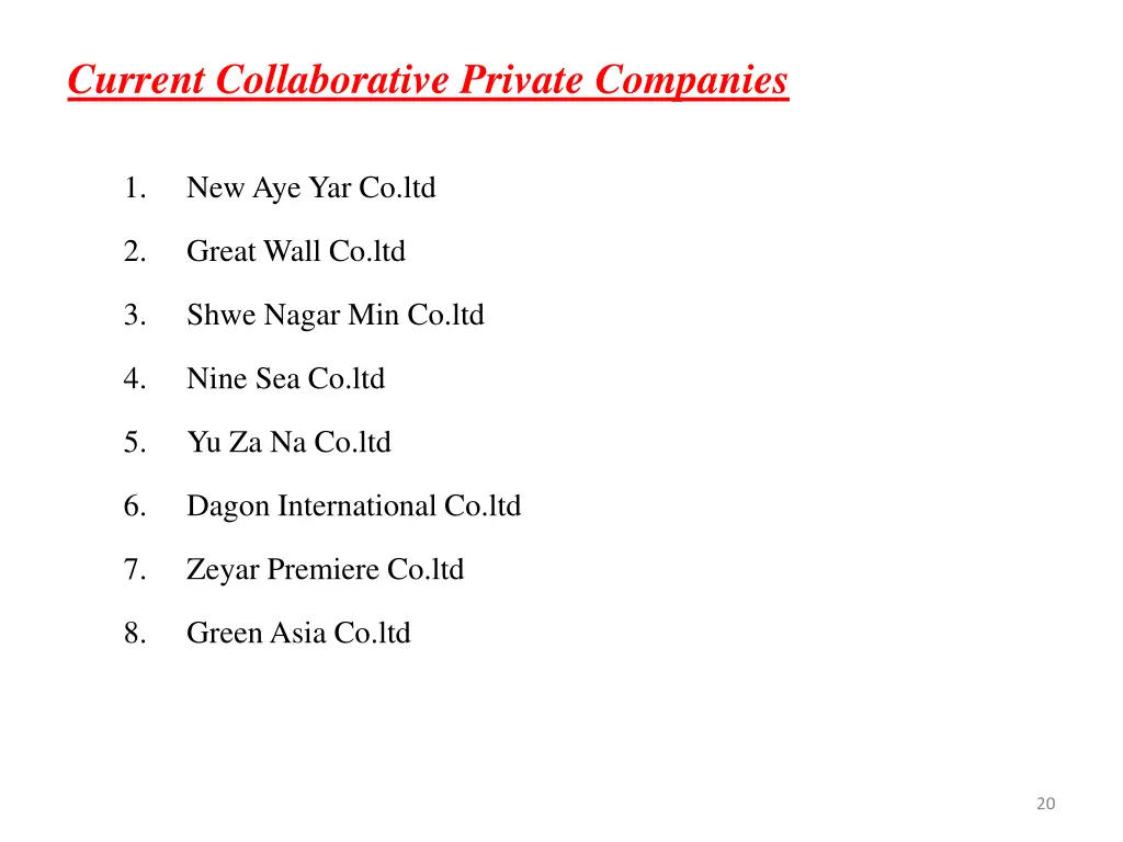 current collaborative private companies