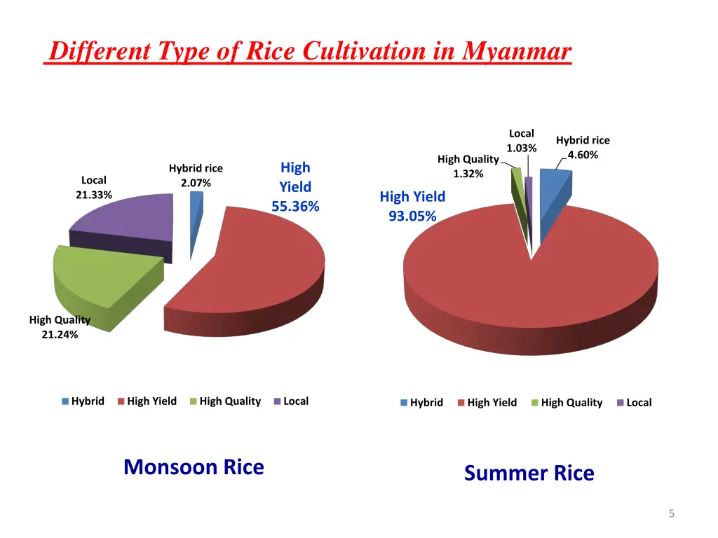 different type of rice cultivation in myanmar