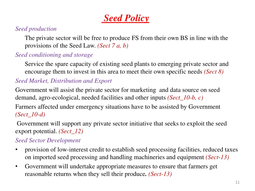 seed policy