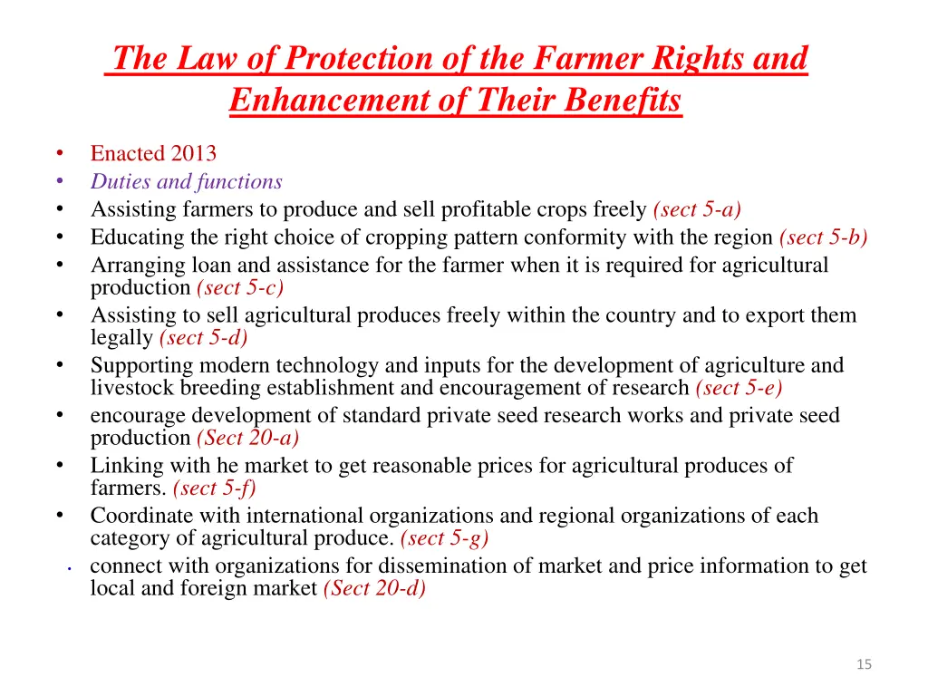 the law of protection of the farmer rights