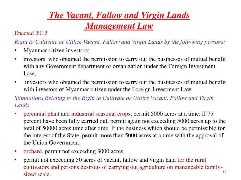 the vacant fallow and virgin lands management law