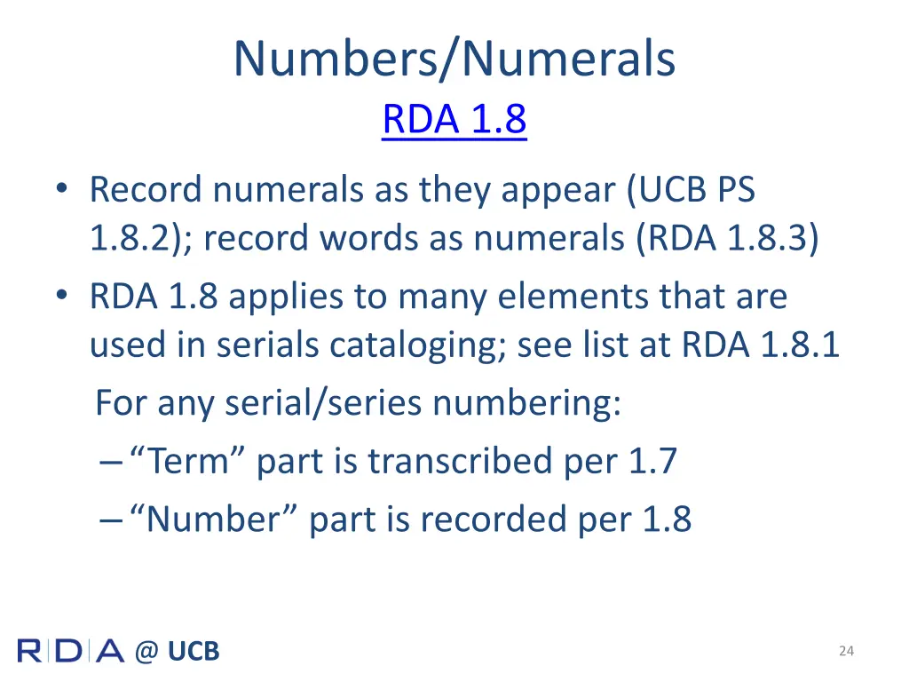 numbers numerals rda 1 8