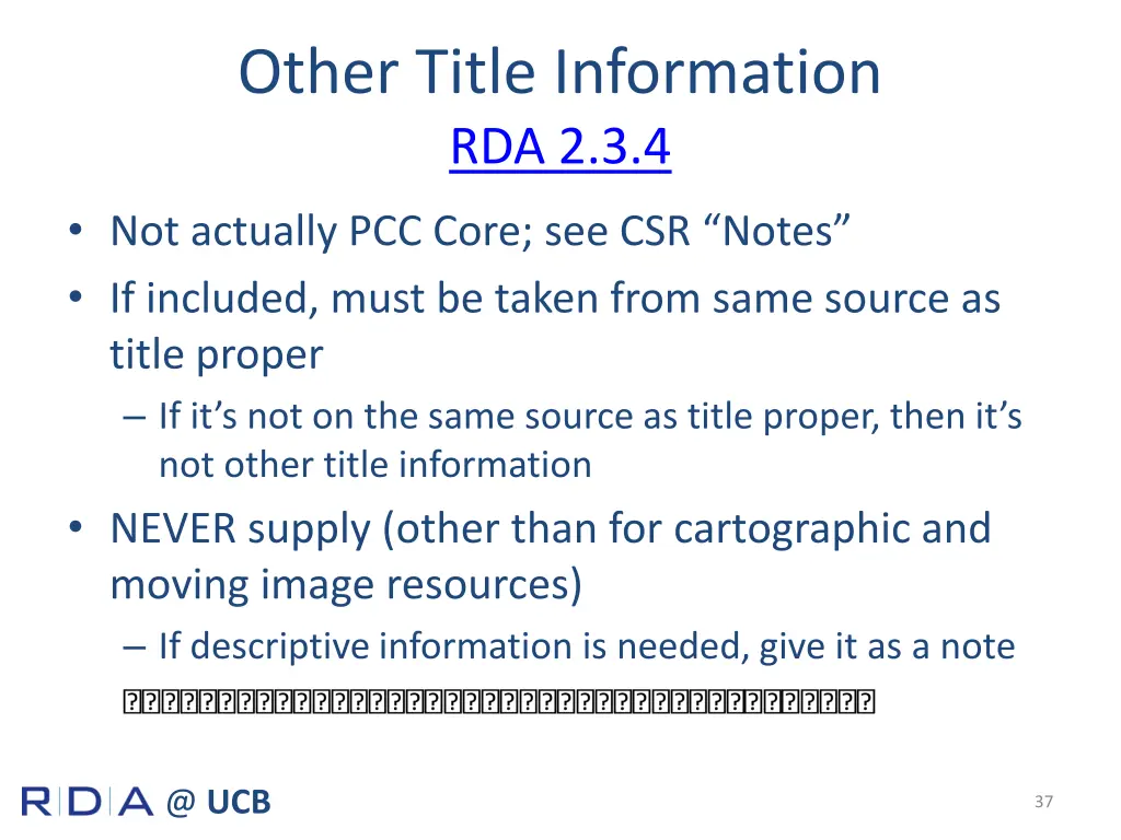 other title information rda 2 3 4