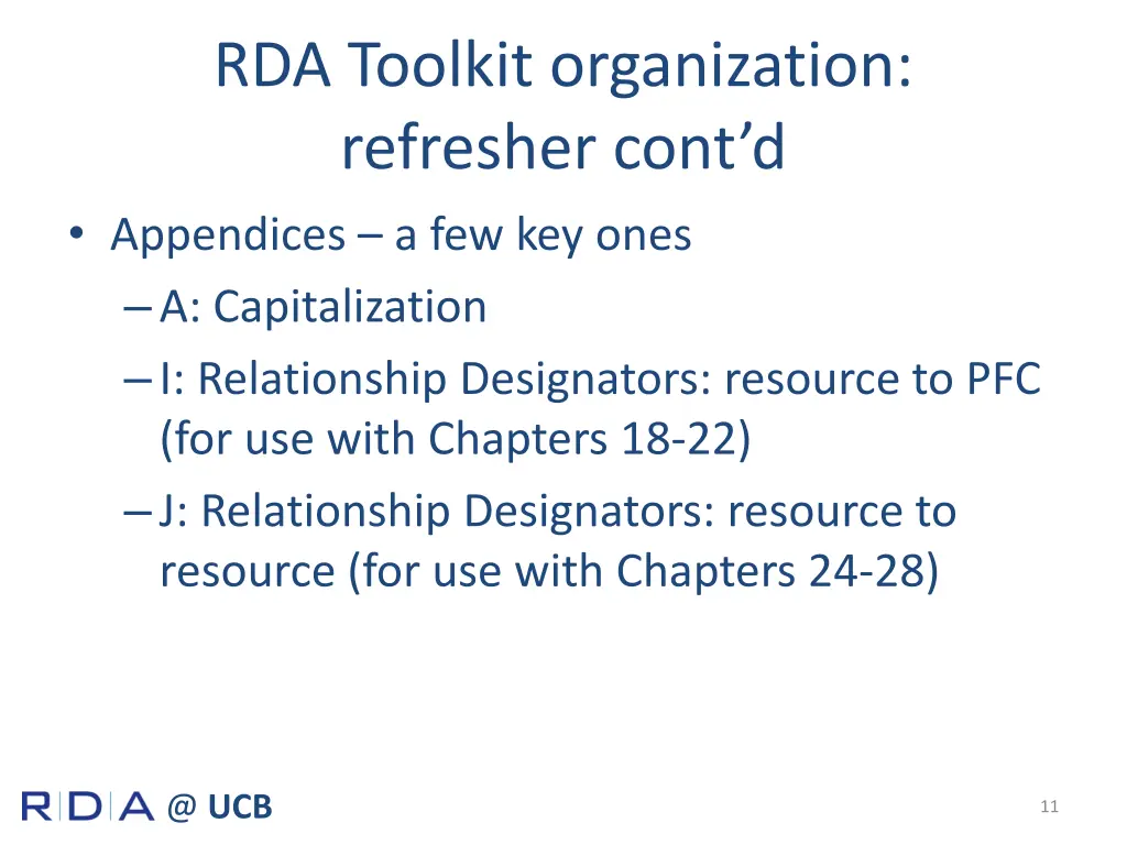 rda toolkit organization refresher cont