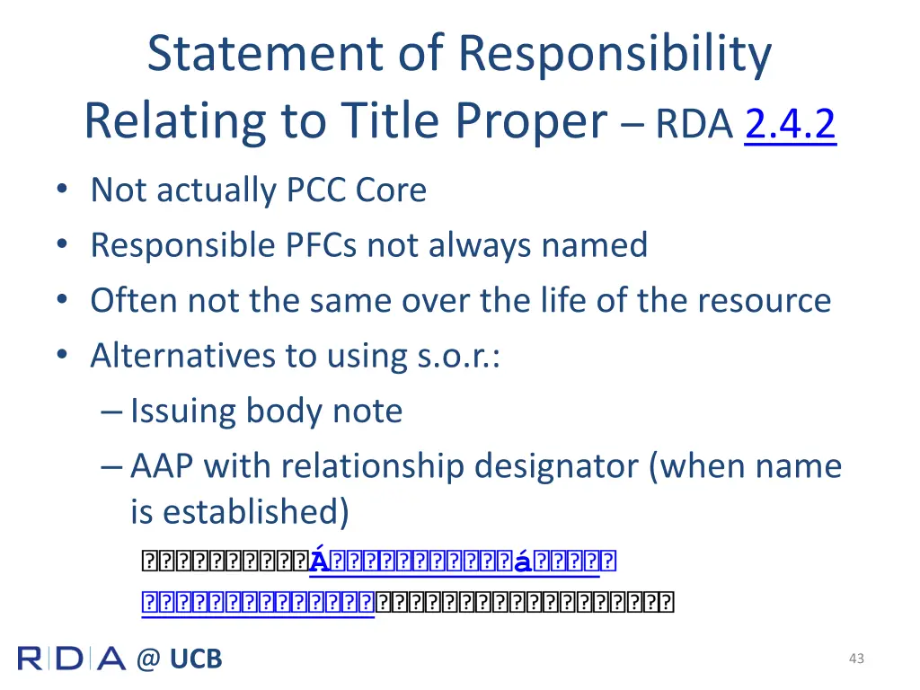 statement of responsibility relating to title