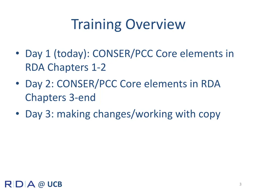 training overview