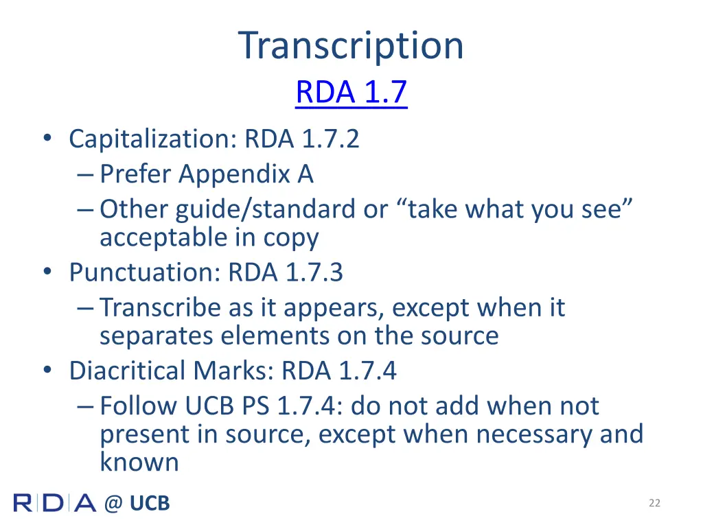 transcription rda 1 7