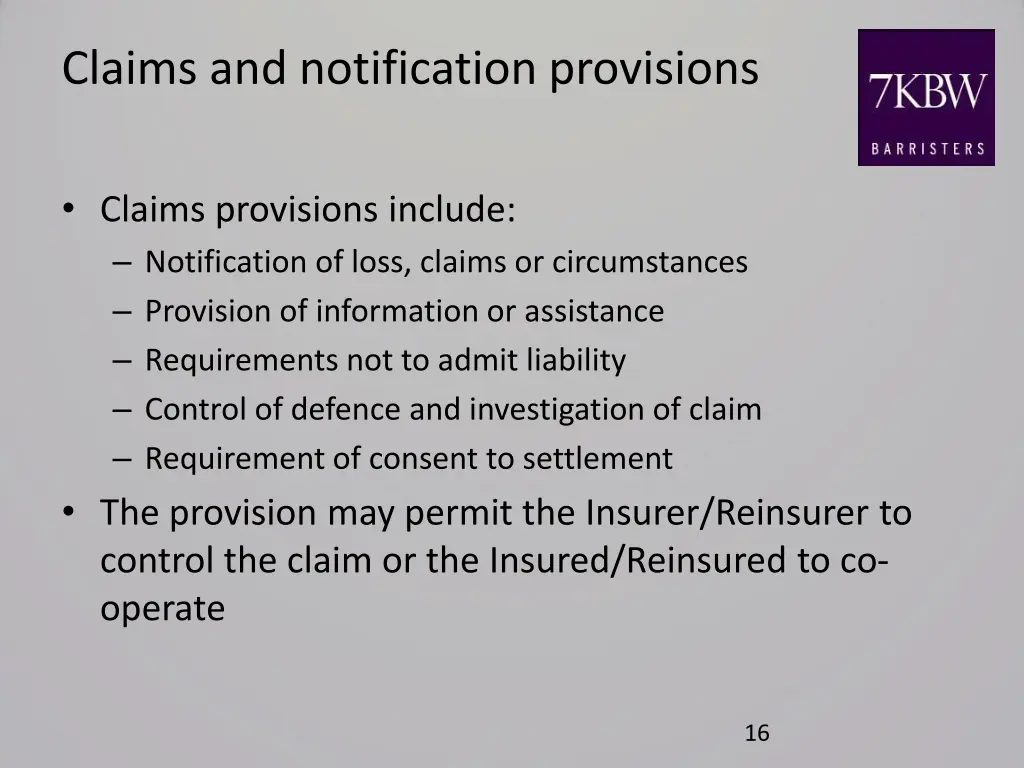 claims and notification provisions