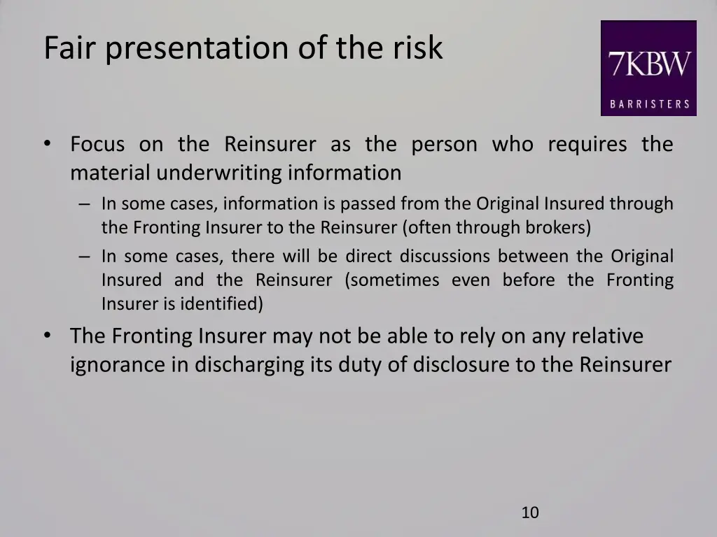 fair presentation of the risk 1