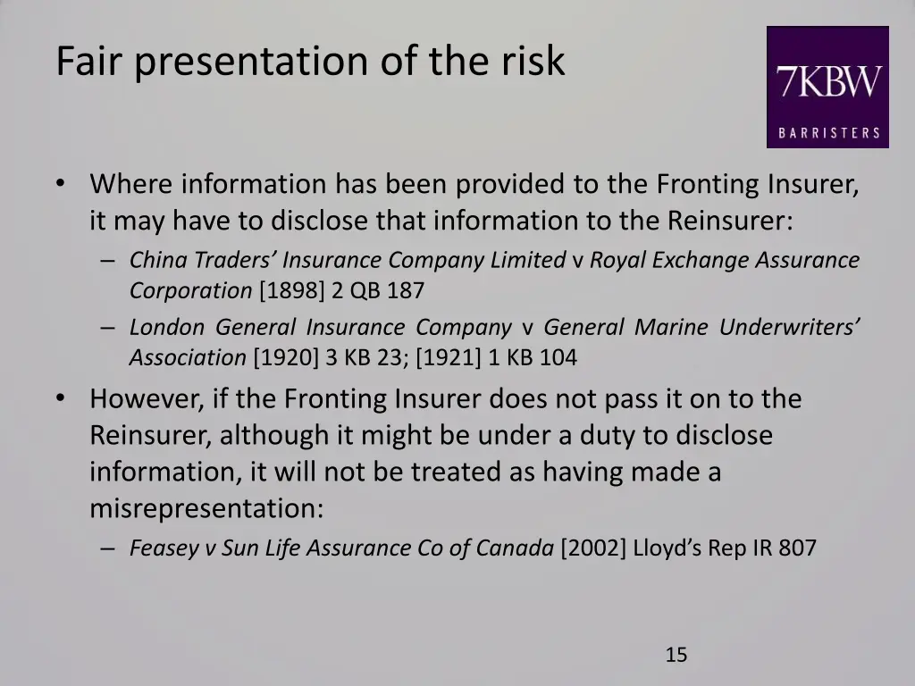 fair presentation of the risk 6