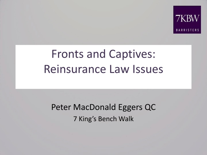 fronts and captives reinsurance law issues