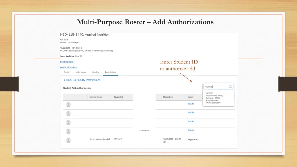 multi purpose roster add authorizations