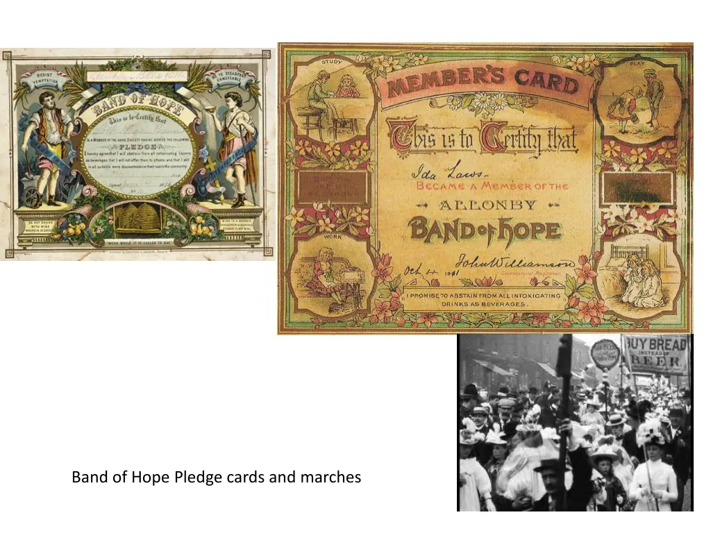 band of hope pledge cards and marches