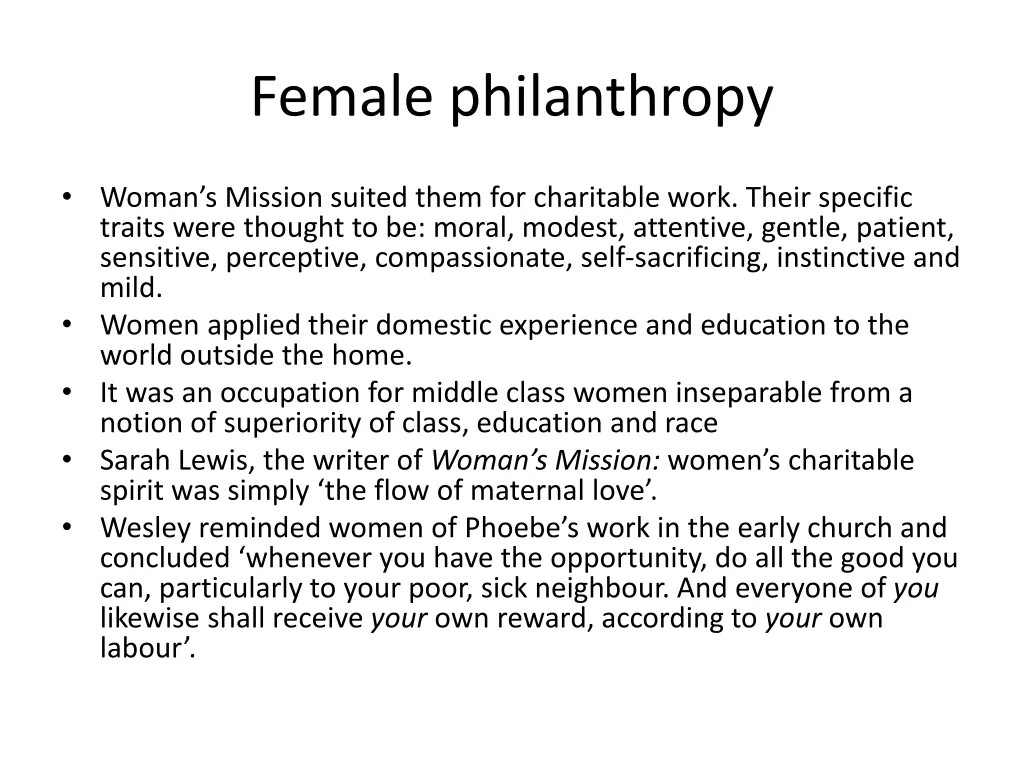 female philanthropy