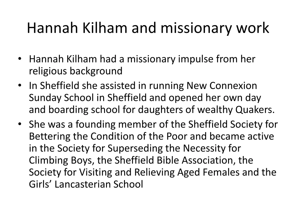 hannah kilham and missionary work