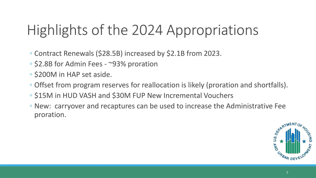 highlights of the 2024 appropriations