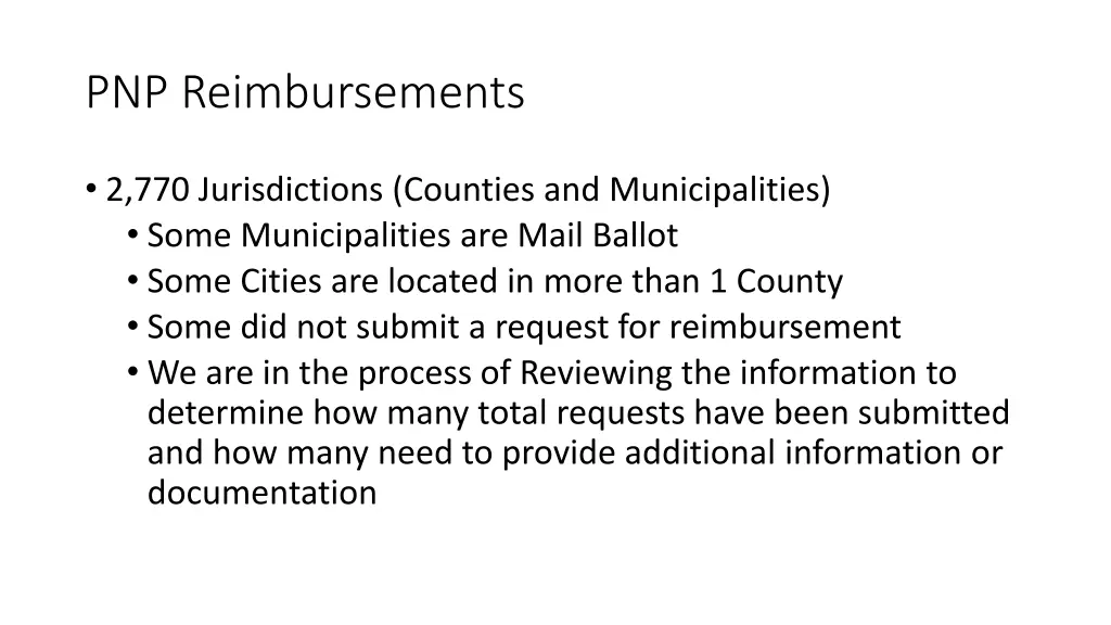 pnp reimbursements