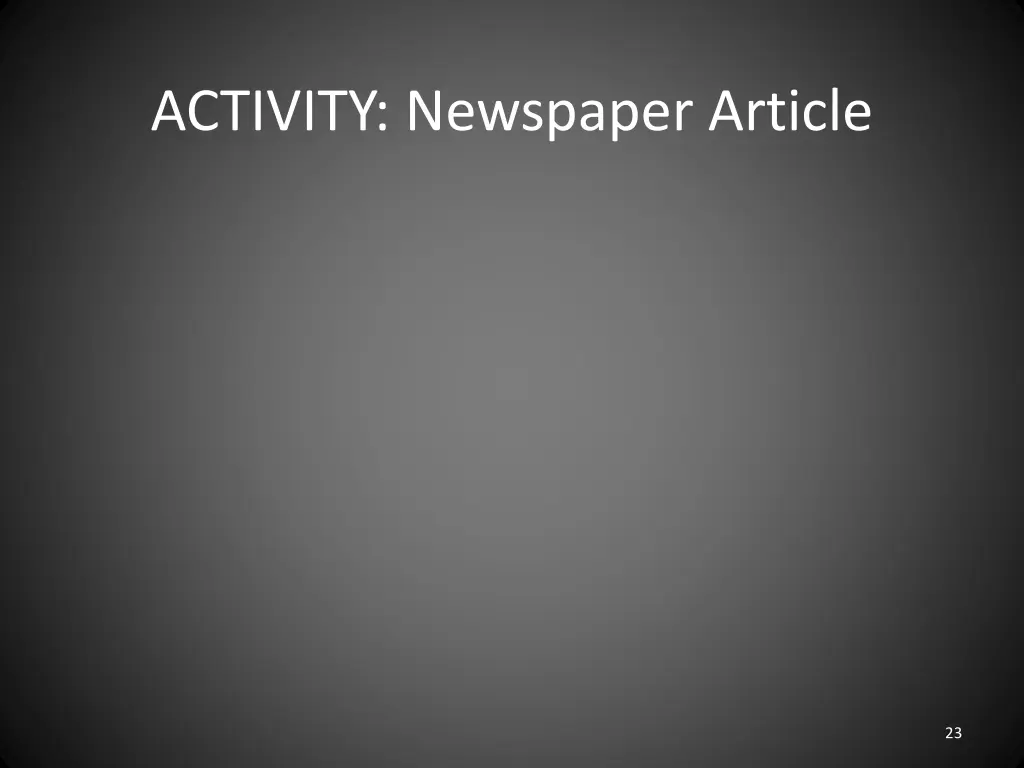 activity newspaper article