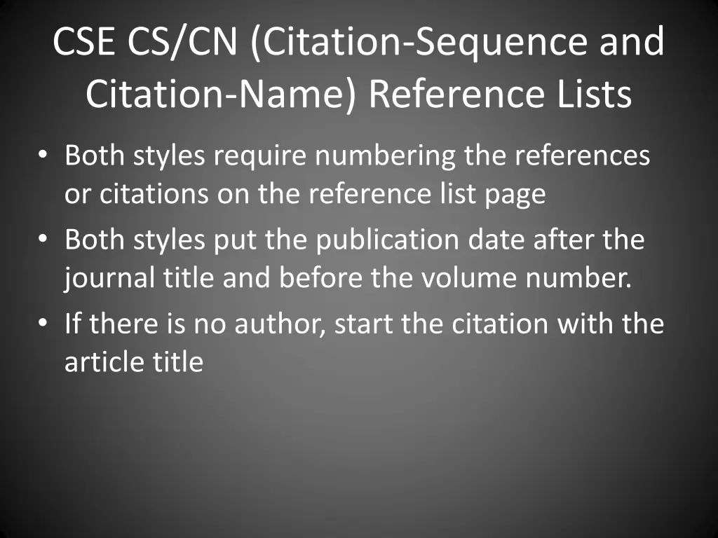 cse cs cn citation sequence and citation name