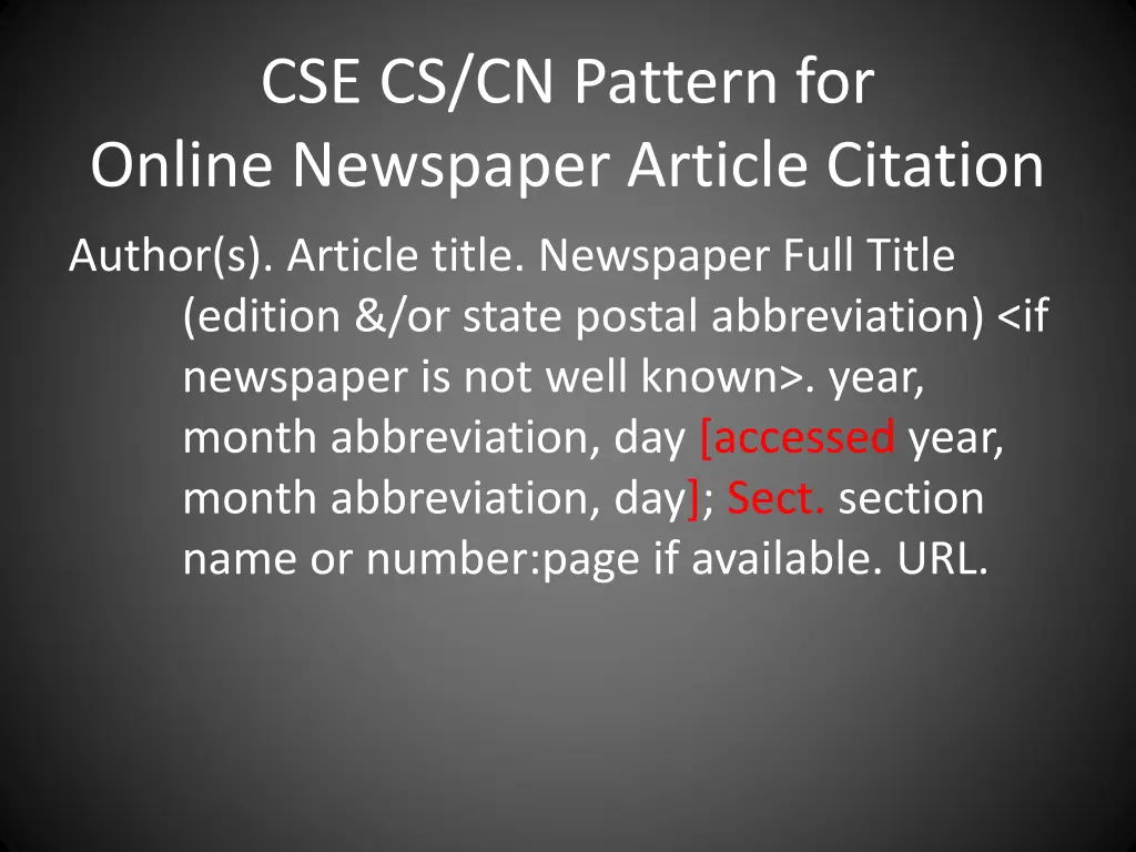 cse cs cn pattern for online newspaper article