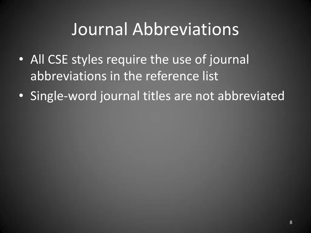 journal abbreviations