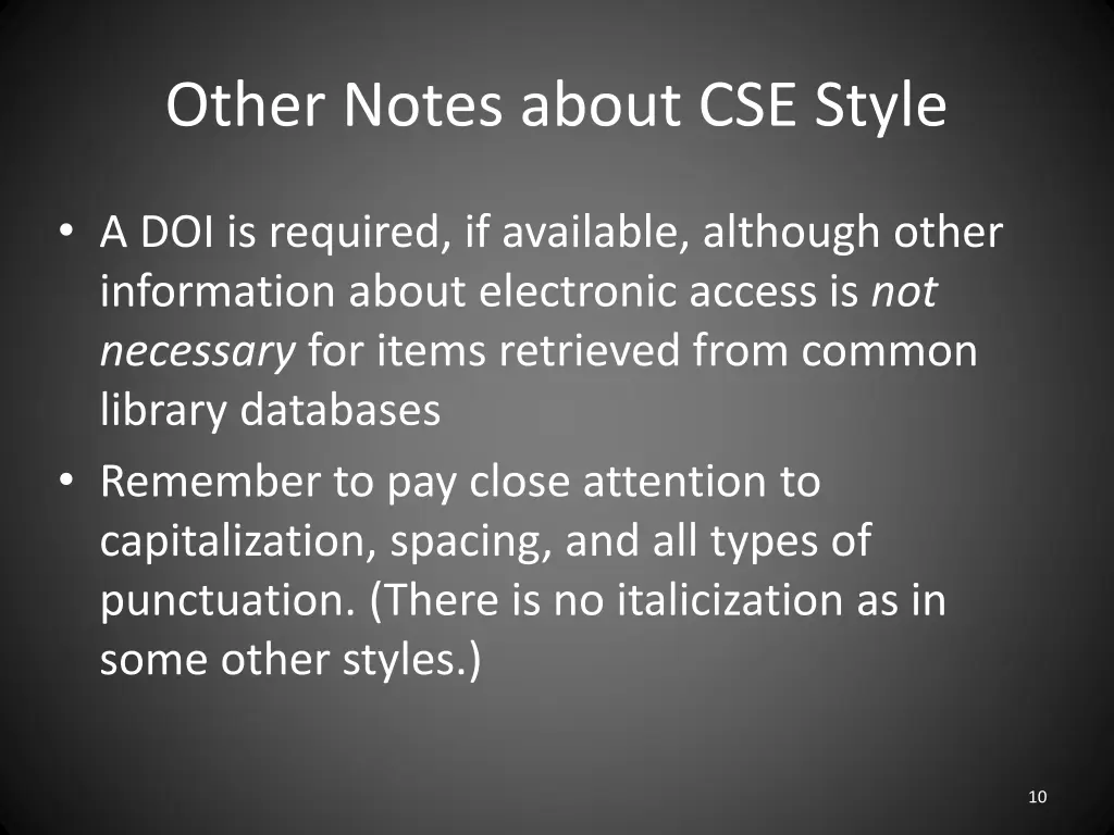 other notes about cse style