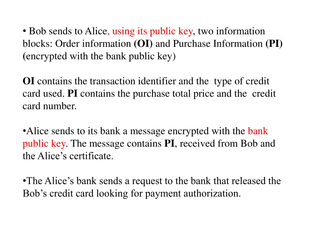 bob sends to alice using its public