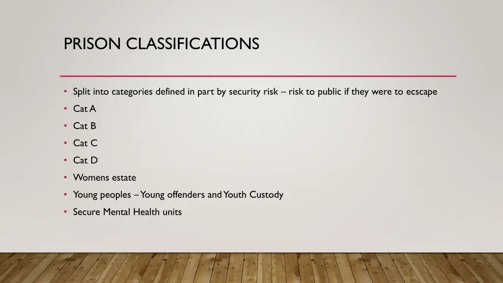 prison classifications