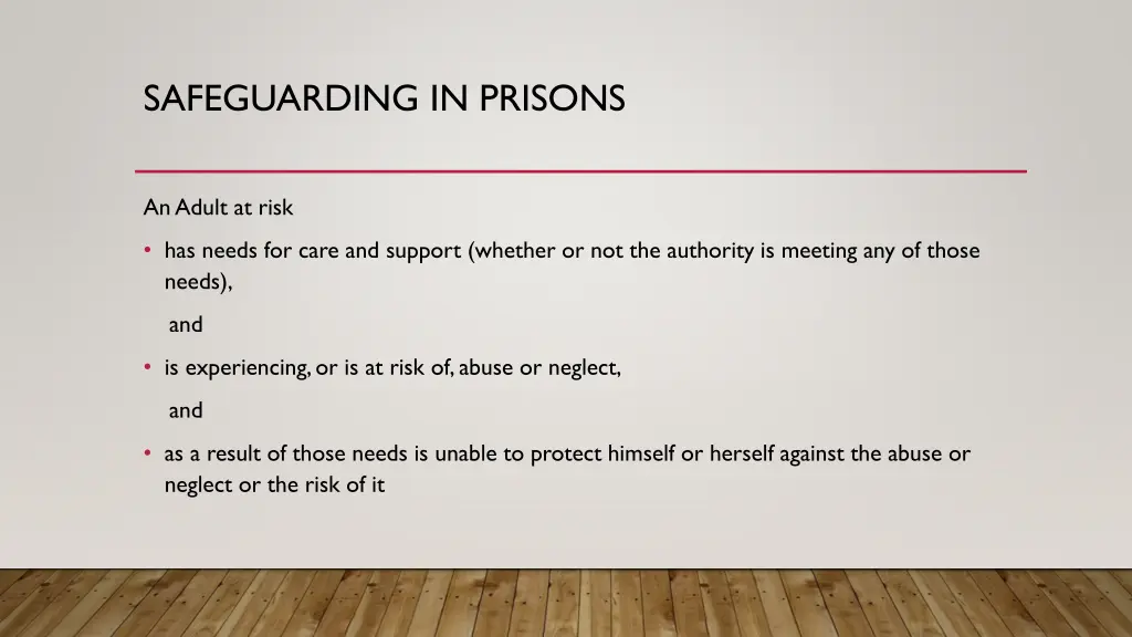 safeguarding in prisons