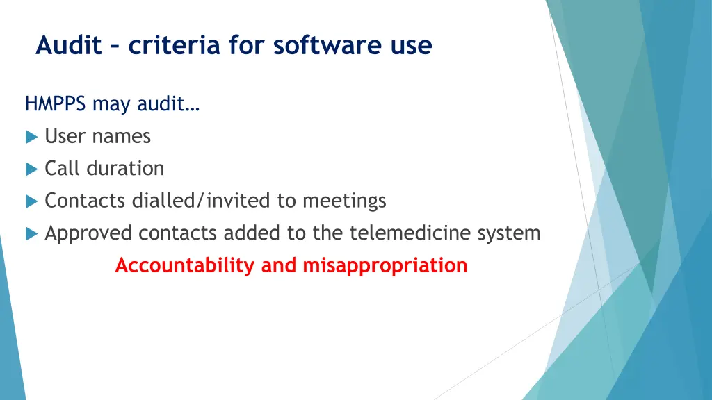 audit criteria for software use