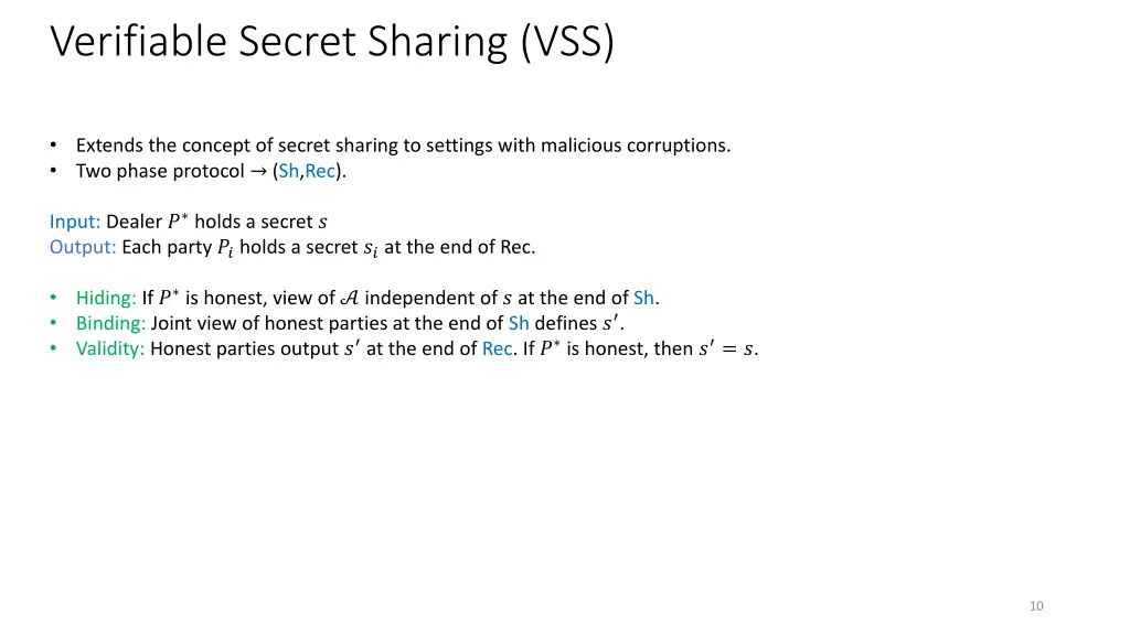 verifiable secret sharing vss