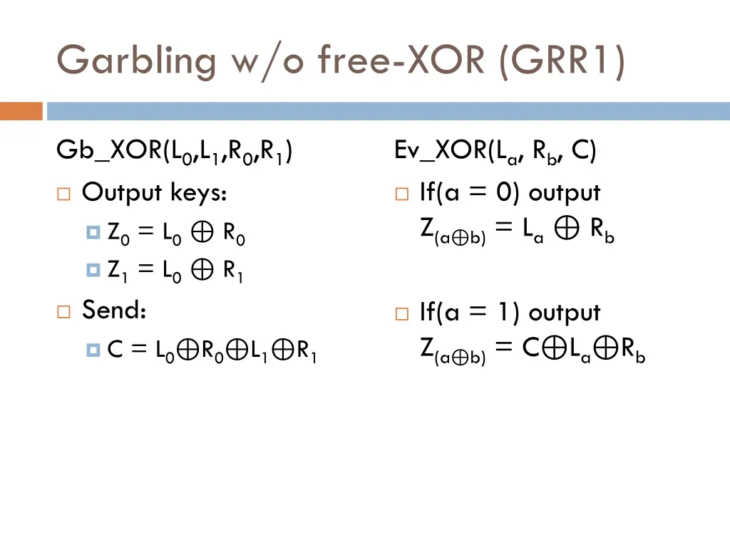 garbling w o free xor grr1 1