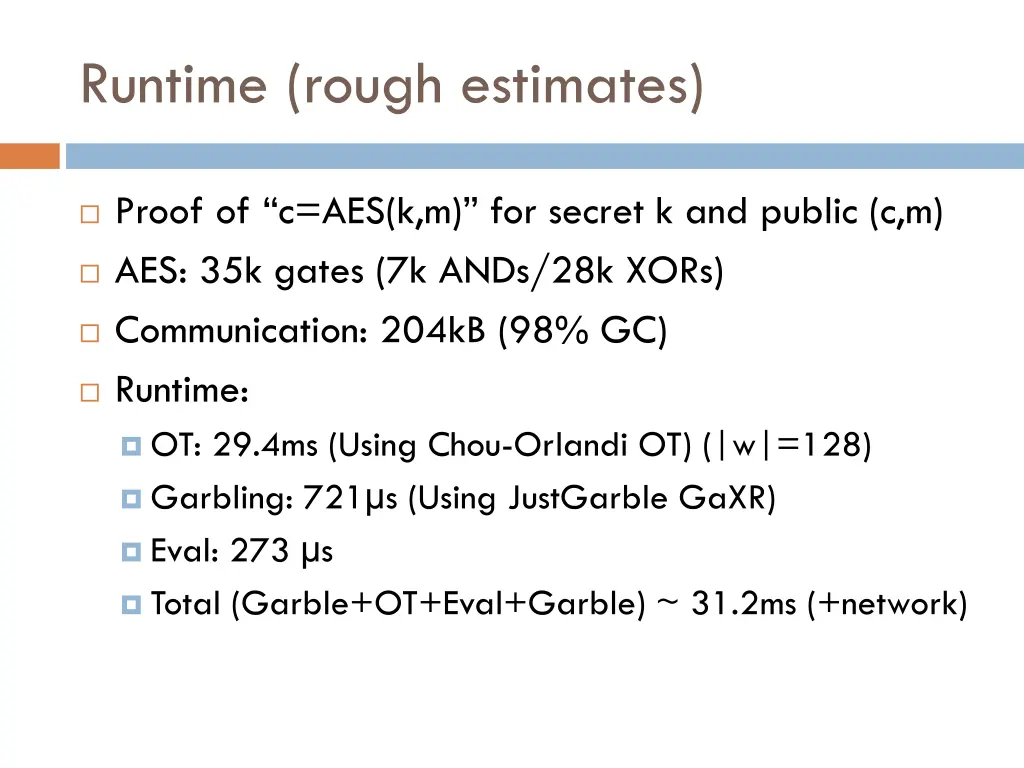 runtime rough estimates