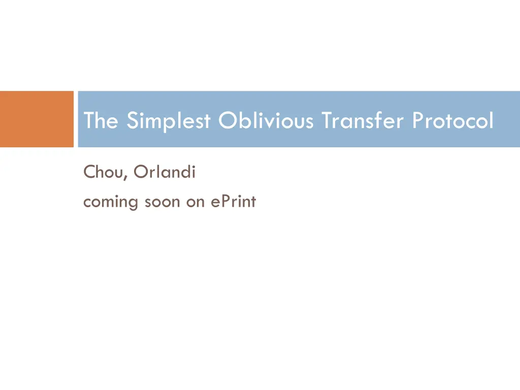 the simplest oblivious transfer protocol