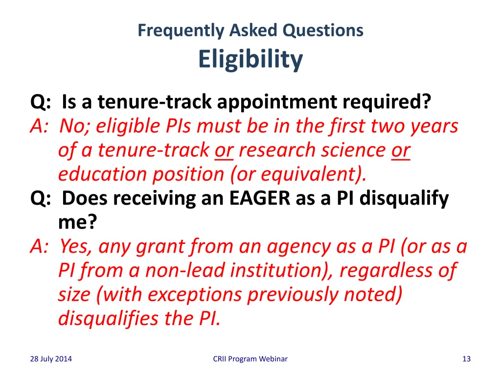 frequently asked questions eligibility