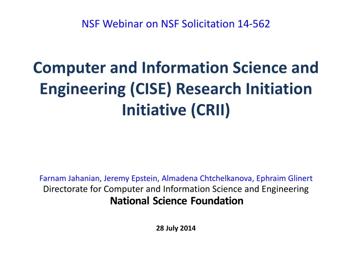 nsf webinar on nsf solicitation 14 562