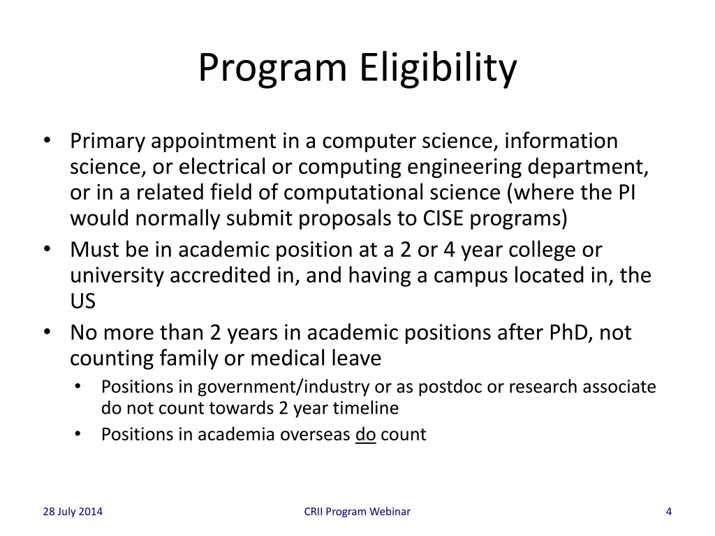 program eligibility