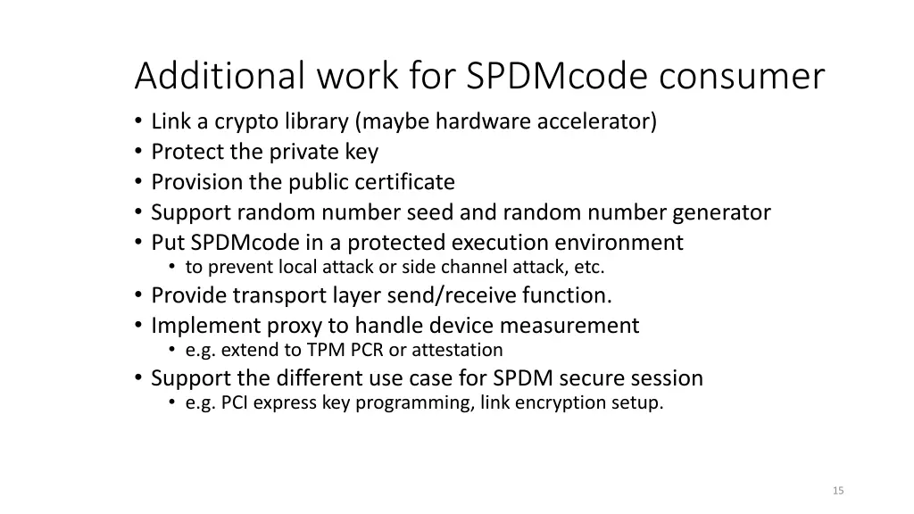 additional work for spdmcode consumer link