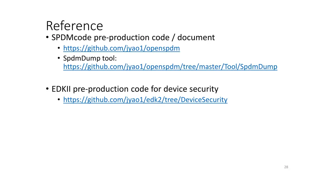 reference spdmcode pre production code document