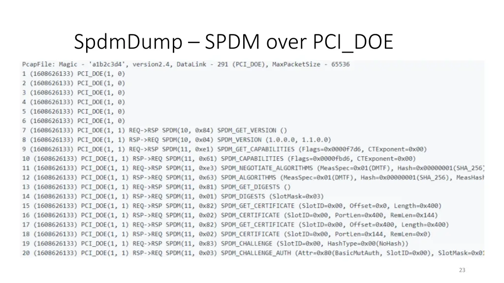 spdmdump spdm over pci doe