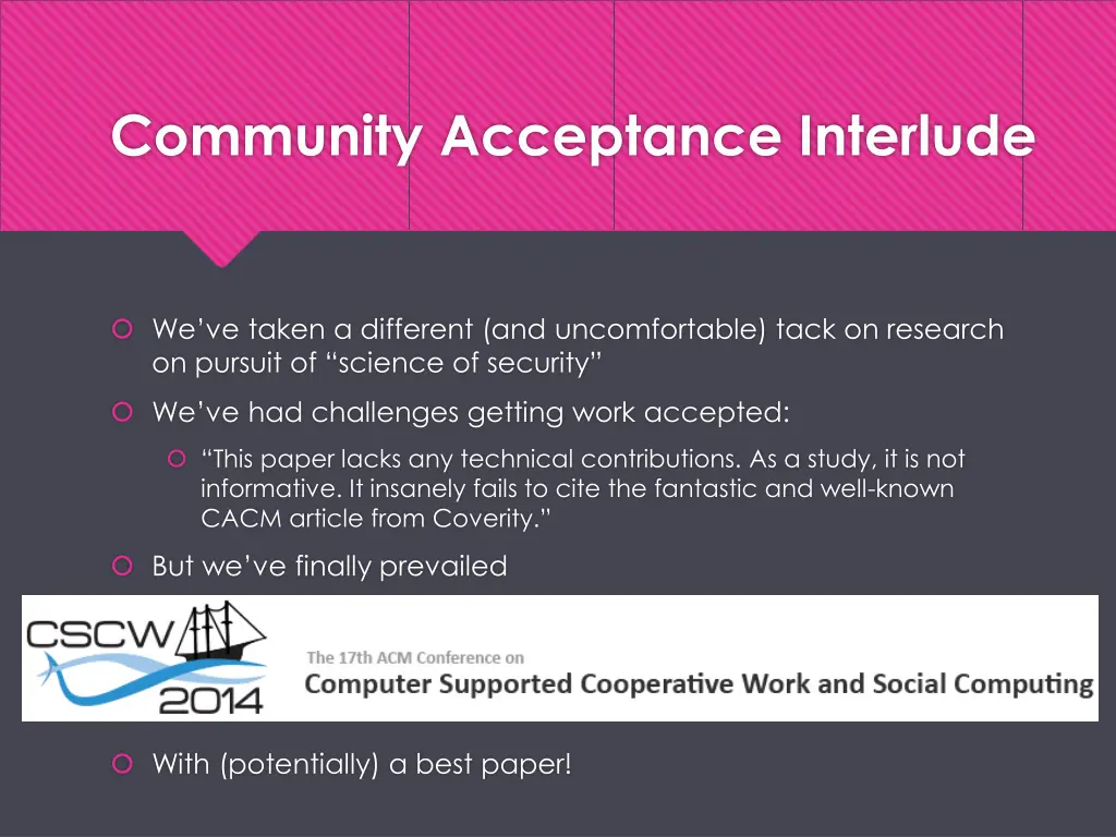 community acceptance interlude