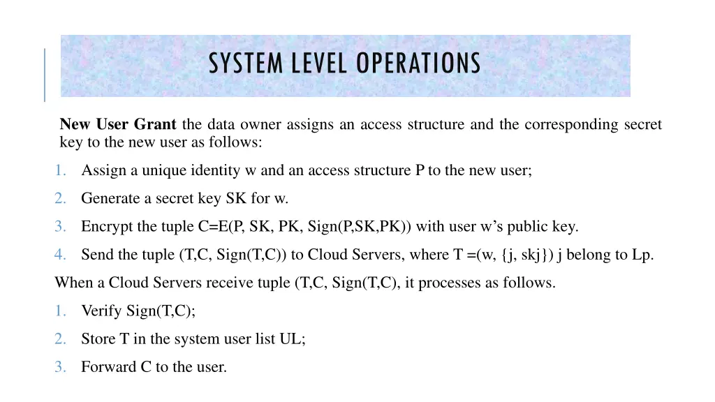 system level operations