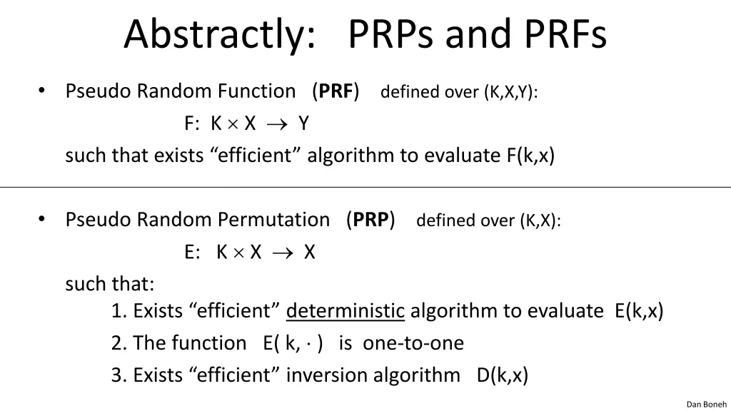 abstractly prps and prfs