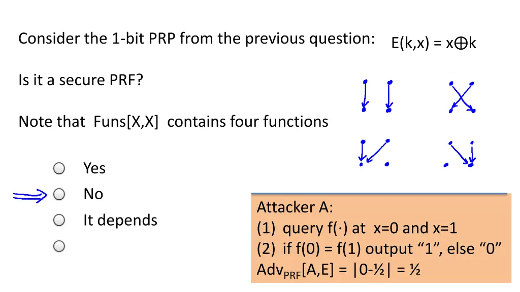 consider the 1 bit prp from the previous question