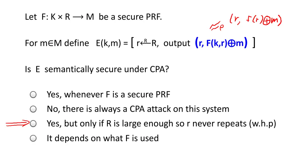 let f k r m be a secure prf