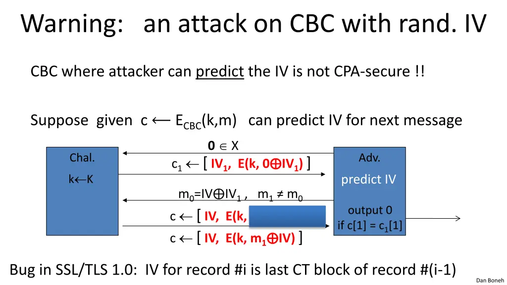 warning an attack on cbc with rand iv