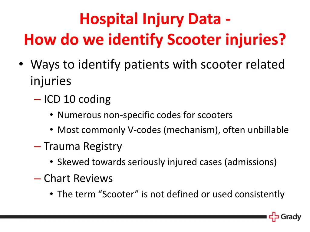 hospital injury data how do we identify scooter