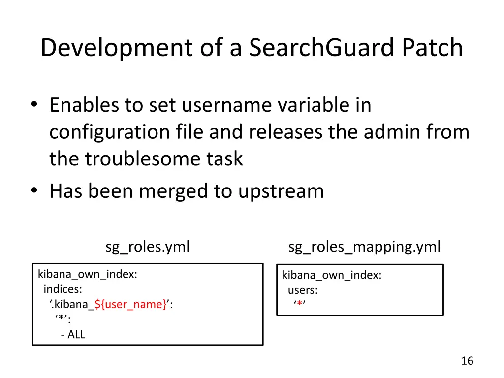 development of a searchguard patch