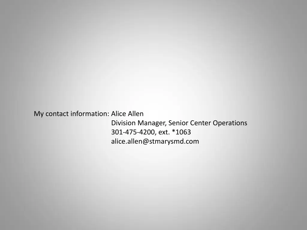 my contact information alice allen division